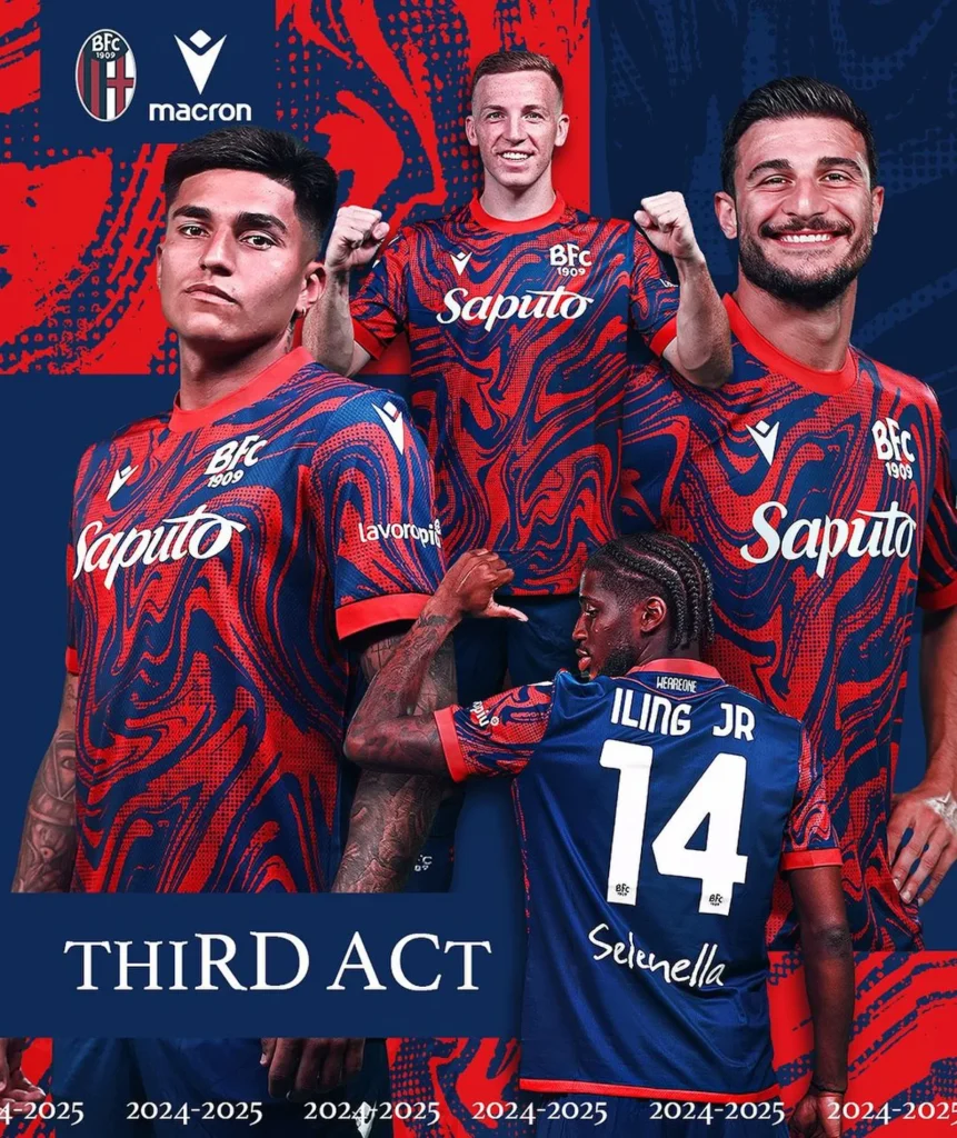 Tercera camiseta del Bologna 2024-2025 inspirada en el arte moderno