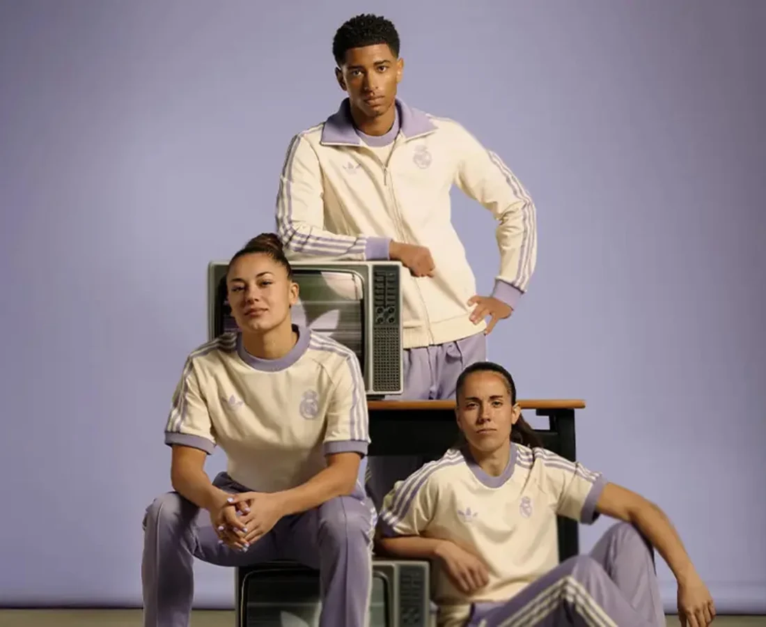 adidas Originals y Real Madrid lanzan una colección de invierno en blanco roto y lila pastel
