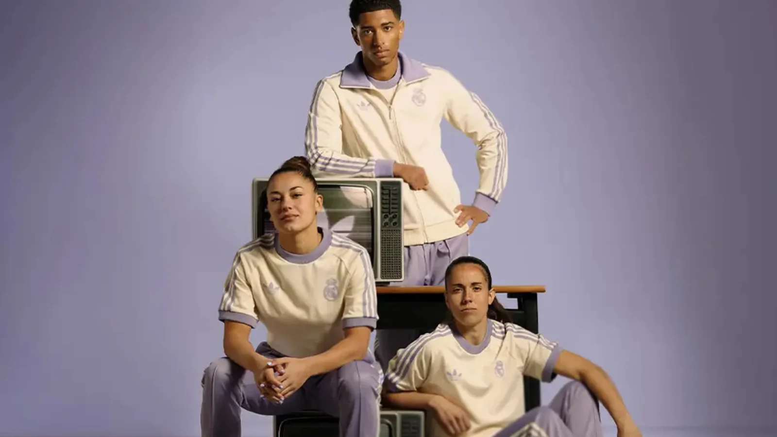 adidas Originals y Real Madrid lanzan una colección de invierno en blanco roto y lila pastel