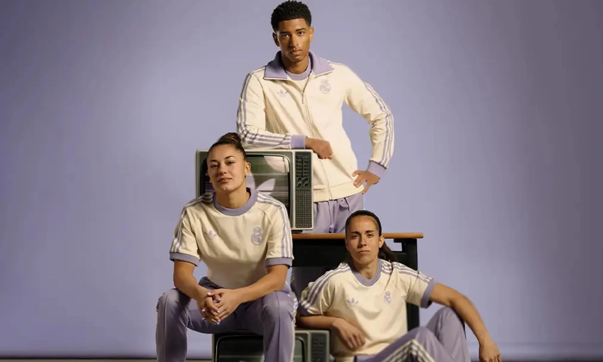adidas Originals y Real Madrid lanzan una colección de invierno en blanco roto y lila pastel
