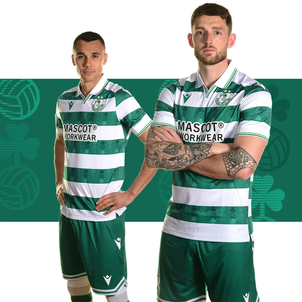 Shamrock Rovers estrena camisetas 2025 de Macron con el trébol como seña de identidad