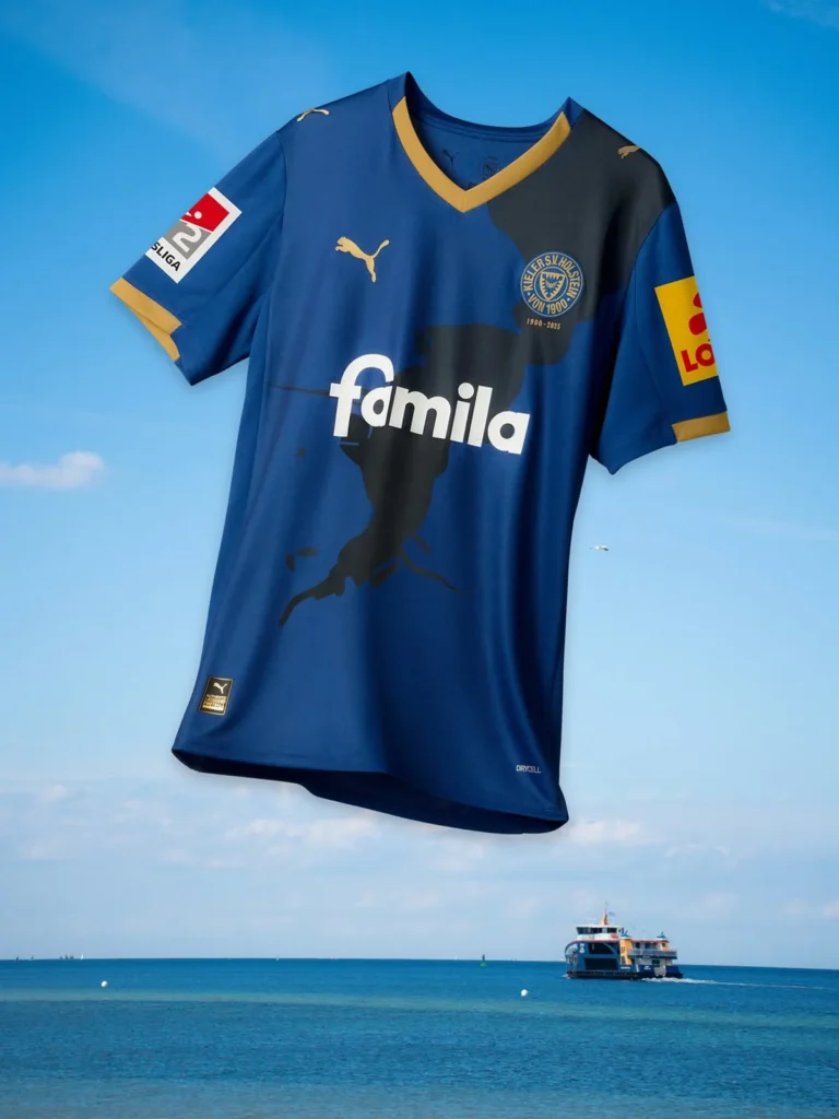 Holstein Kiel celebra sus 125 años con camisetas 2025-2026 que dibujan el fiordo de Kiel