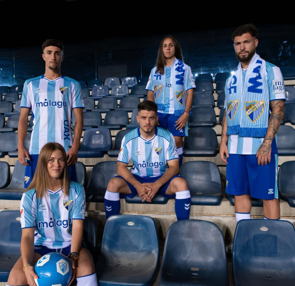 Málaga CF presenta sus camisetas 2025-2026 inspiradas en los años 70 y 80