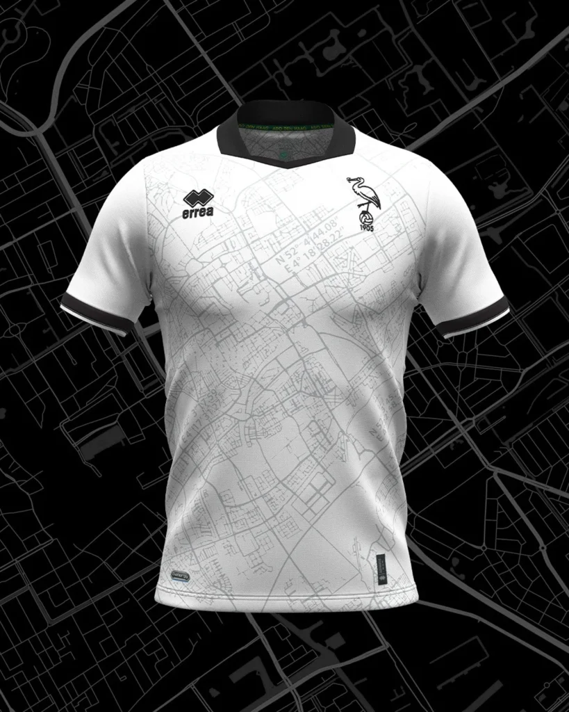 La camiseta visitante del ADO Den Haag 2025-2026 lleva el plano de la ciudad