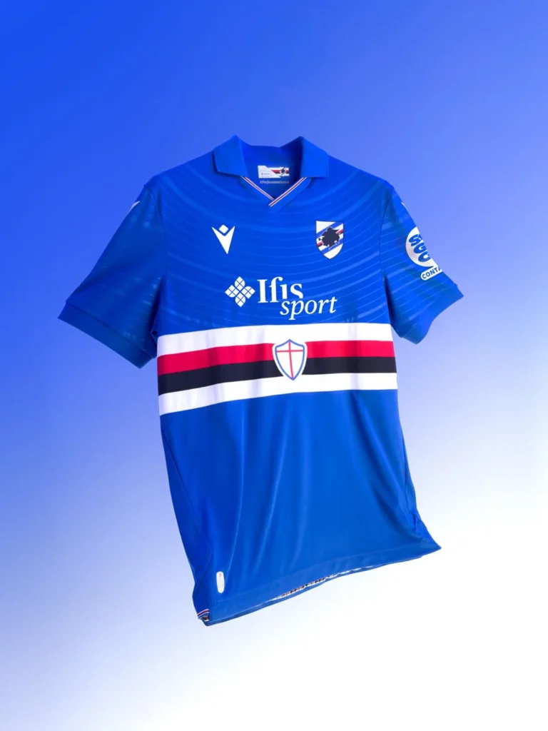 Sampdoria presenta sus camisetas 2025-2026 de Macron con homenaje a Génova y su catedral