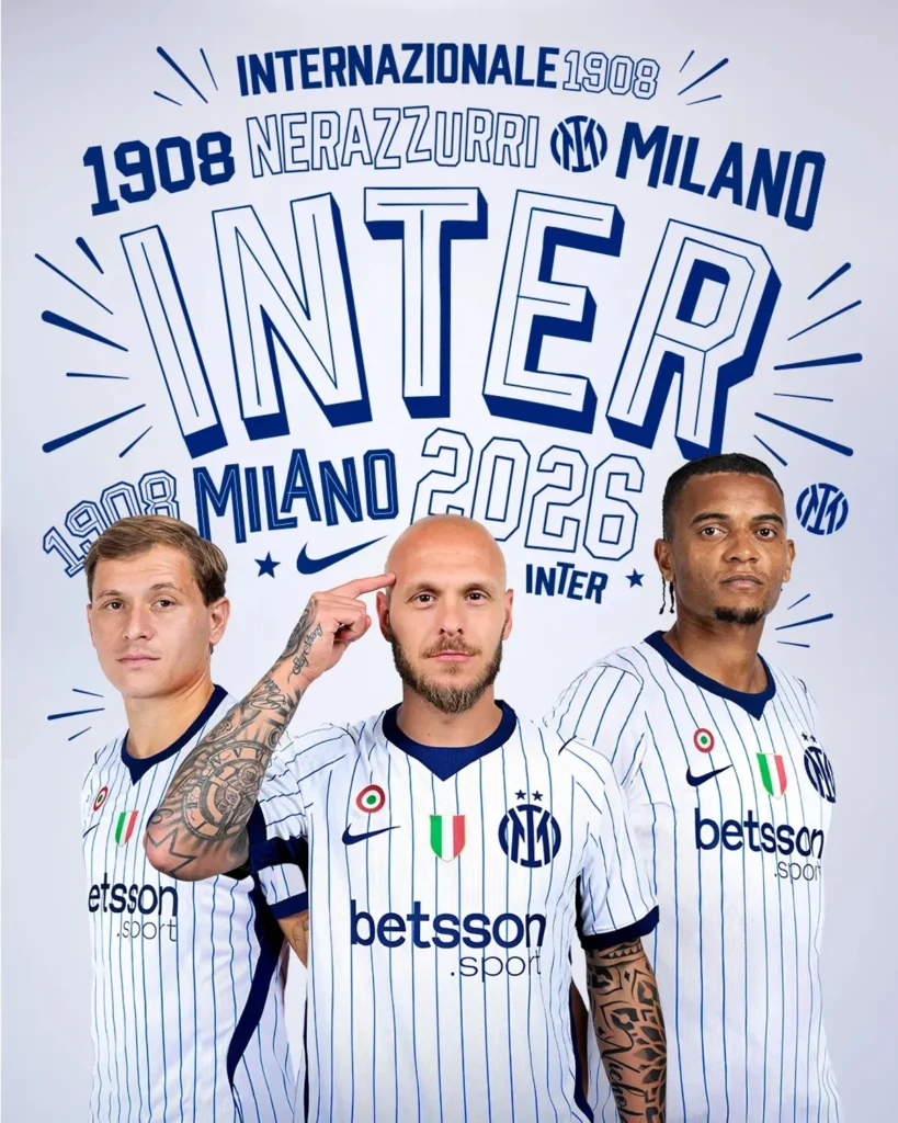 La camiseta visitante del Inter 2026-2027 se viste de béisbol